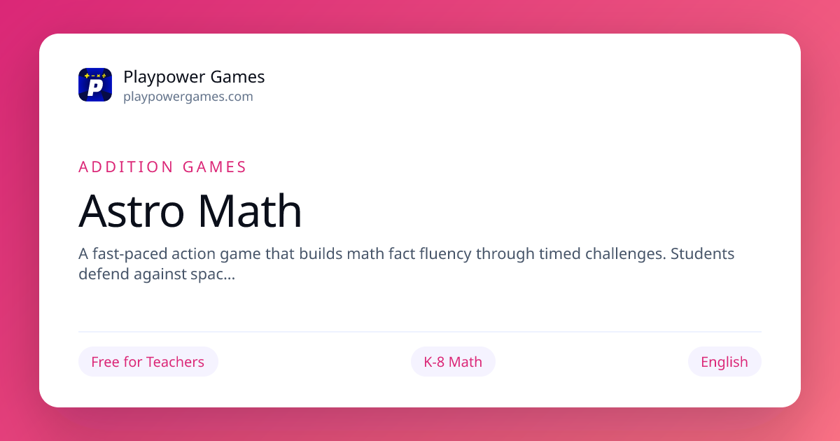 Astro Math: Free Online Addition Games for 1st Grade, 3rd Grade, 4th ...
